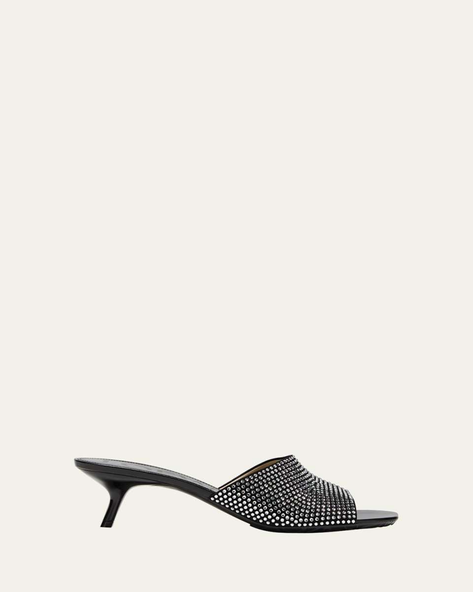 Petal Strass Kitten-Heel Mule Sandals
